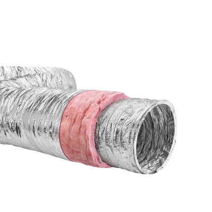 Insulated Flexible Duct 6 Inch x 25 Ft, 2 Clamps