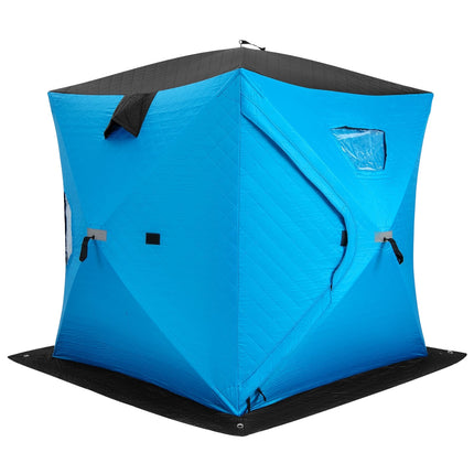 Tente de pêche sur glace isolée et pliable, 2 personnes, bleue