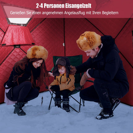Tente de pêche sur glace isolée et pliable, 2 personnes, rouge