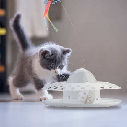 Jouet interactif pour chat avec piste à billes et papillon rotatif
