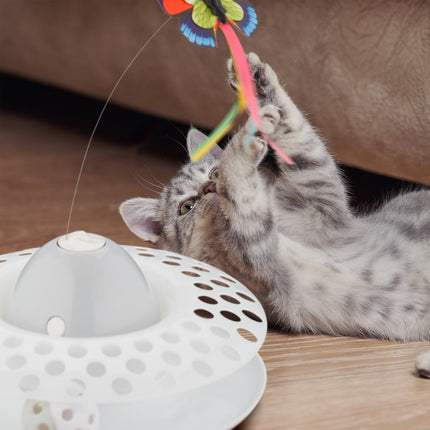 Jouet interactif pour chat avec piste à billes et papillon rotatif