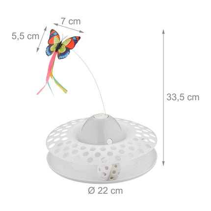 Jouet interactif pour chat avec piste à billes et papillon rotatif