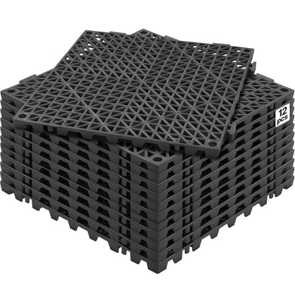 Interlocking PVC Drainage Floor Tiles, Non-Slip, 12 Pack