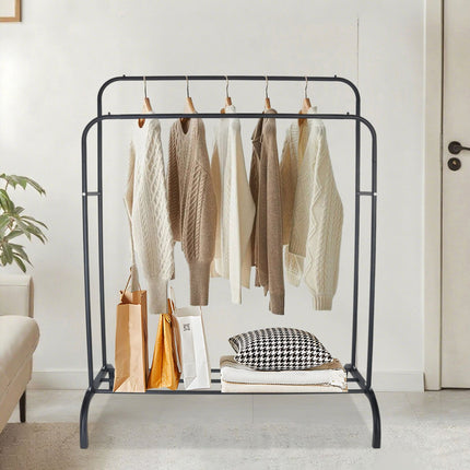 Porte-manteau en fer avec 2 barres et étagère