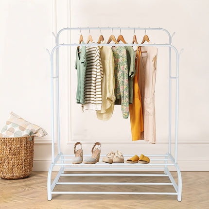 Armoire double en fer avec 2 tringles et étagères