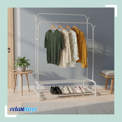 Armoire double en fer avec 2 tringles et étagères