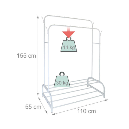 Armoire double en fer avec 2 tringles et étagères