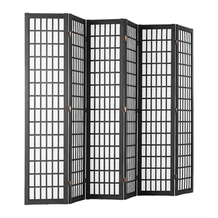 Japanese 6-Panel Folding Room Divider Privacy Screen, Black