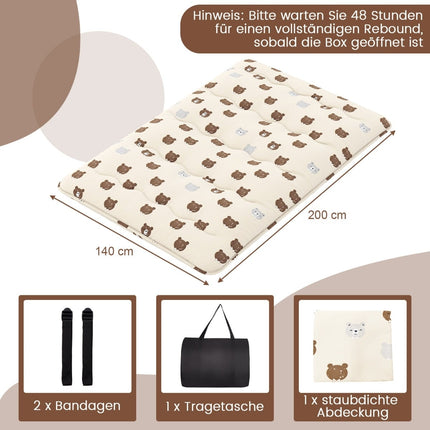 Matelas futon japonais, 140 x 200 cm, housse lavable