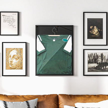 Cadre d'affichage pour maillot, aluminium noir, acrylique résistant aux UV