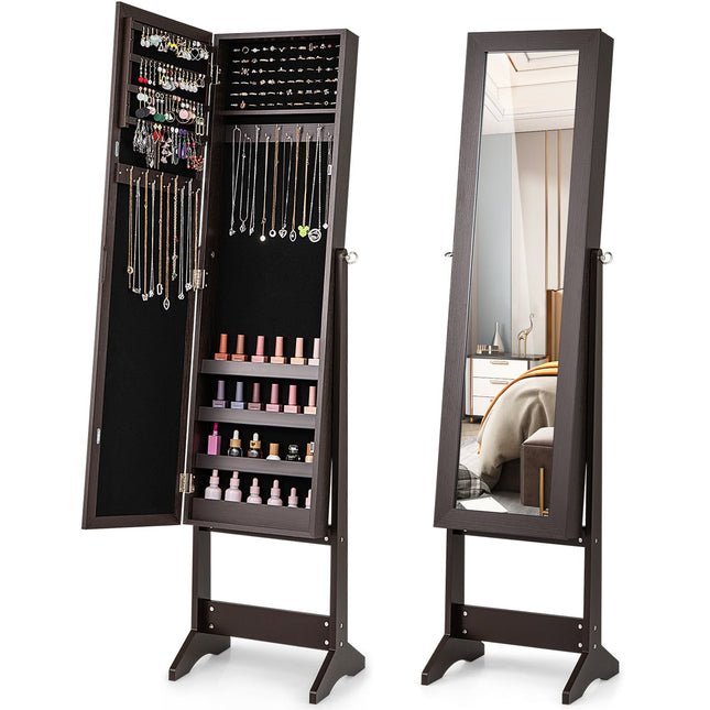 Armoire à bijoux avec miroir pleine longueur et inclinaison réglable