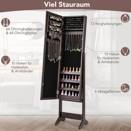 Schmuckschrank mit Ganzkörperspiegel, neigungsverstellbar