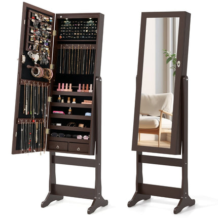 Armoire à bijoux avec éclairage LED et miroir pleine longueur