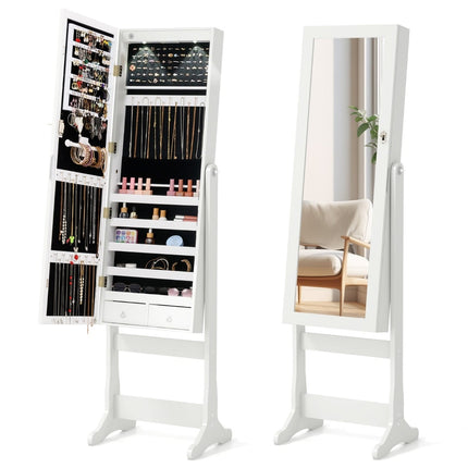 Armoire à bijoux avec éclairage LED et miroir pleine longueur