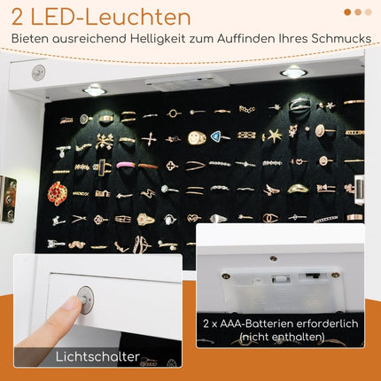 Armoire à bijoux avec éclairage LED et miroir pleine longueur
