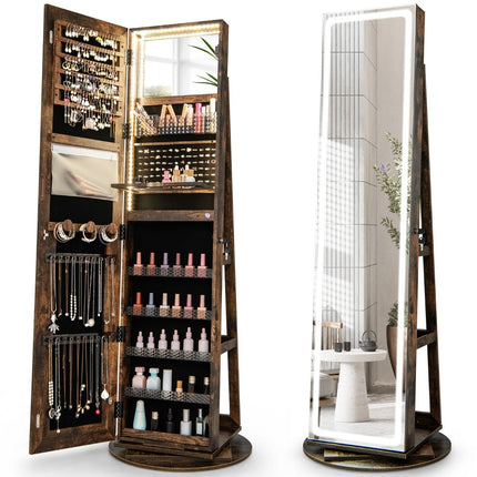 Armoire à bijoux avec miroir et éclairage LED réglable