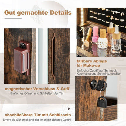 Armoire à bijoux avec miroir et éclairage LED réglable