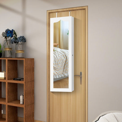 Armoire à bijoux meuble de rangement suspendu avec éclairage LED 36,5 x 11,5 x 120 cm blanc
