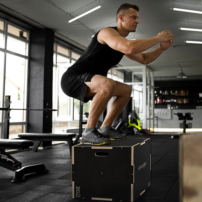Plyometric Sprungbox - 3-in-1-Holzplattform mit Griffen