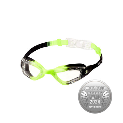 Lunettes de natation junior, noires/vertes, verres antibuée