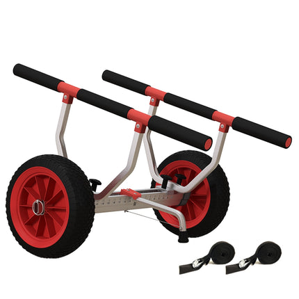 Chariot à kayak à largeur réglable, grandes roues, cadre en aluminium