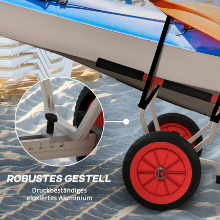 Chariot à kayak à largeur réglable, grandes roues, cadre en aluminium