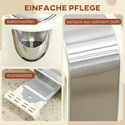 Ensemble bouilloire et grille-pain, 1,7 L, 2 200 W, 4 fentes, 7 niveaux de brunissage