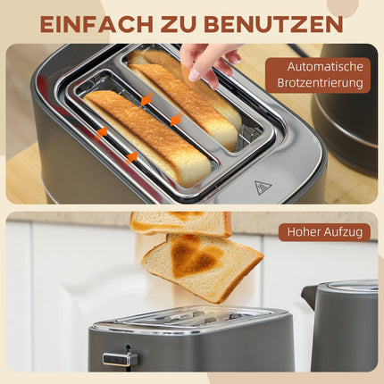 Ensemble bouilloire et grille-pain, 1,7 L, 6 niveaux de brunissage, gris