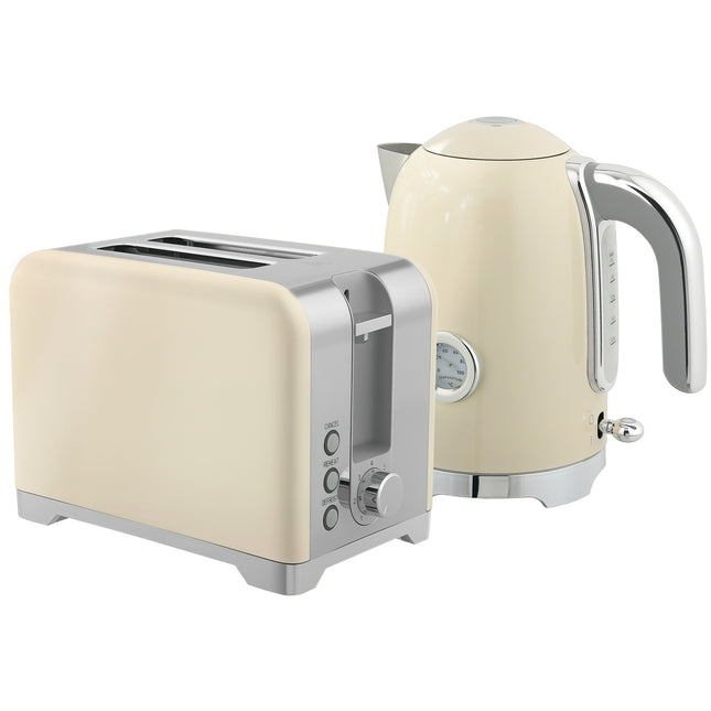 Wasserkocher- und Toaster-Set, 2200W, 7 Bräunungsstufen, Creme