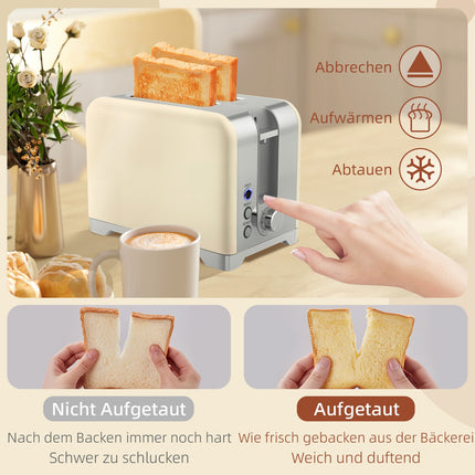 Wasserkocher- und Toaster-Set, 2200W, 7 Bräunungsstufen, Creme