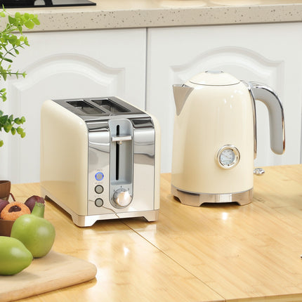 Wasserkocher- und Toaster-Set, 2200W, 7 Bräunungsstufen, Creme