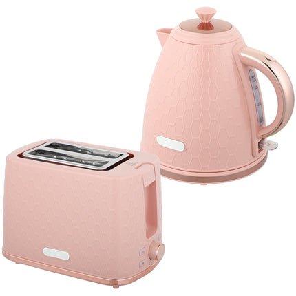 Bouilloire et grille-pain, 1,7 L, ébullition rapide, 2 tranches, rose