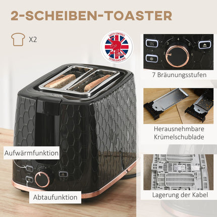 Ensemble bouilloire et grille-pain, 1,7 L, multi-mode, affichage LED