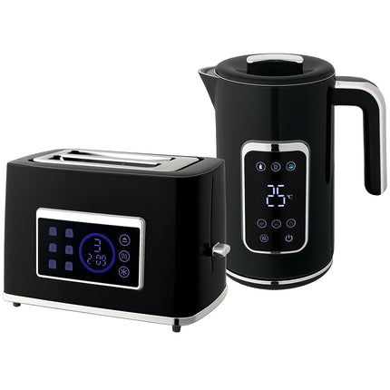 Wasserkocher- und Toaster-Set, LED-Touch, 1,7L, 2 Schlitze, Schwarz
