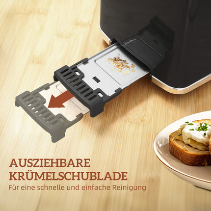 Wasserkocher- und Toaster-Set, LED-Touch, 1,7L, 2 Schlitze, Schwarz