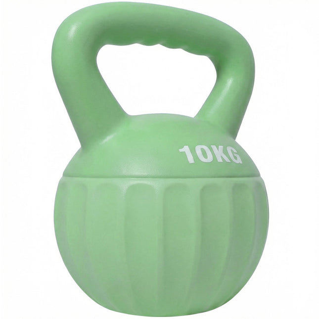 Kettlebell 10 kg rempli de sable, poignée antidérapante, vert