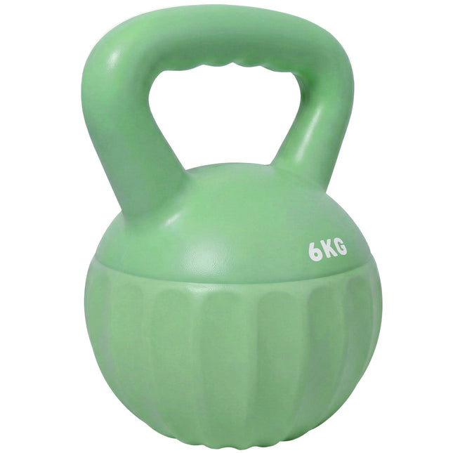Kettlebell 6 kg rempli de sable, poignée antidérapante, vert