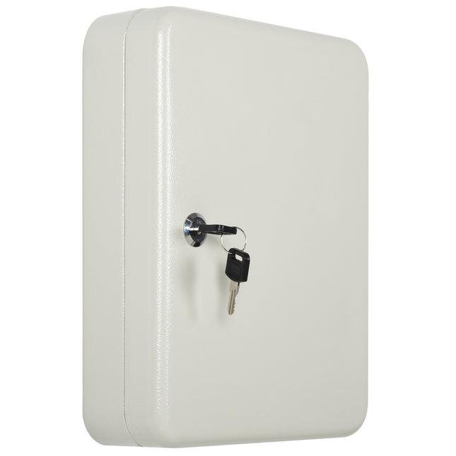 Abschließbarer Stahlschlüsselschrank, 93 Haken, cremeweiß, 30x24x7,5 cm
