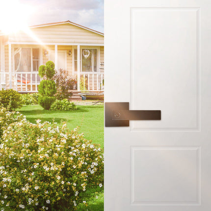 Keyed Entry Door Lever Handle, Black, 2-Pack, Reversible