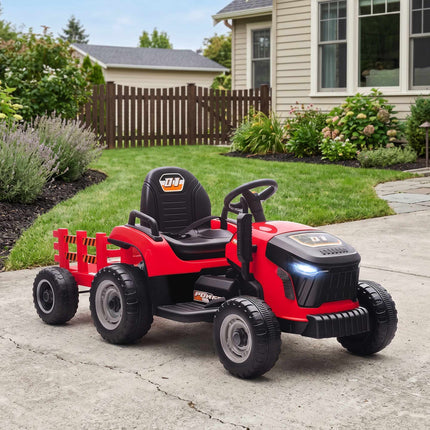 Kinder 12V Elektro-Aufsitz-Traktor mit Fernbedienung, Anhänger, Rot
