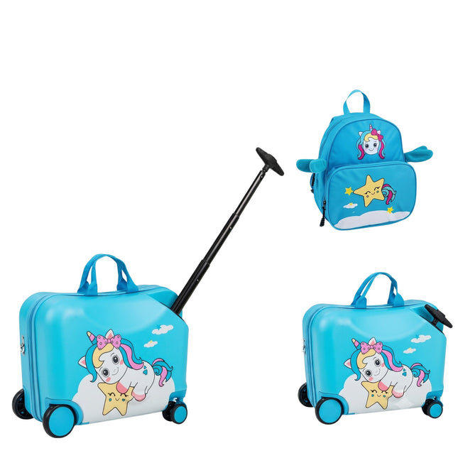 Ensemble de bagages pour enfants 2 pièces : valise à roulettes et sac à dos