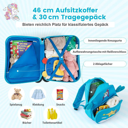 Kinder-Reiseset 2-teilig – Aufsitzkoffer & Rucksack