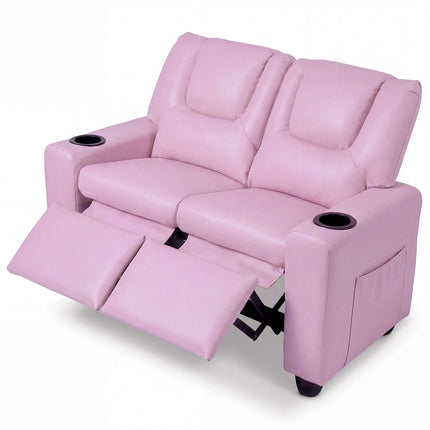 Kinder-2-Sitzer-Relaxsofa mit Getränkehaltern – Rosa