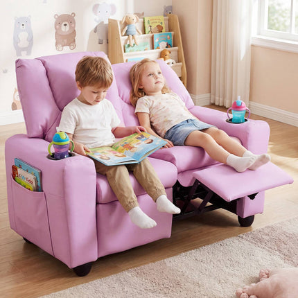 Kinder-2-Sitzer-Relaxsofa mit Getränkehaltern – Rosa