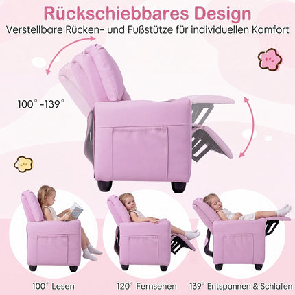 Kinder-2-Sitzer-Relaxsofa mit Getränkehaltern – Rosa