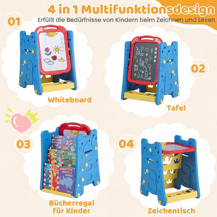 Chevalet d'art 3 en 1 pour enfants avec tableau magnétique, bleu