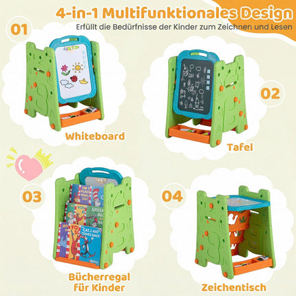 Chevalet d'art 3 en 1 pour enfants avec tableau magnétique, vert