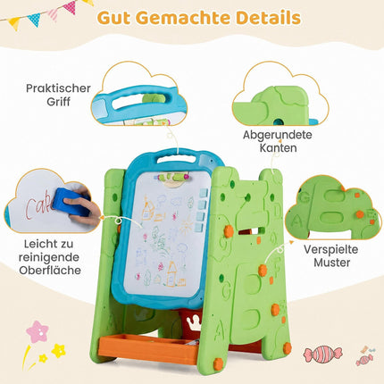 Chevalet d'art 3 en 1 pour enfants avec tableau magnétique, vert