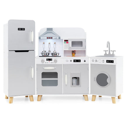 Kinder 3-in-1 Spielküchen-Set mit Kühlschrank & Waschmaschine