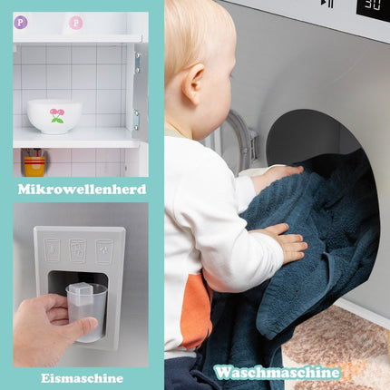 Kinder 3-in-1 Spielküchen-Set mit Kühlschrank & Waschmaschine